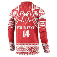 Samoa Rugby Custom Button Sweatshirt Toa Samoa Pacific Sporty Red - Polynesian Pride