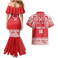 Samoa Rugby Custom Couples Matching Mermaid Dress and Hawaiian Shirt Toa Samoa Pacific Sporty Red - Polynesian Pride