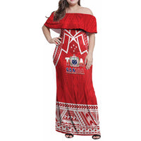 Samoa Rugby Custom Family Matching Off Shoulder Maxi Dress and Hawaiian Shirt Toa Samoa Pacific Sporty Red - Polynesian Pride