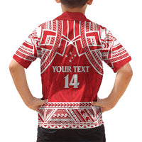 Samoa Rugby Custom Family Matching Short Sleeve Bodycon Dress and Hawaiian Shirt Toa Samoa Pacific Sporty Red - Polynesian Pride