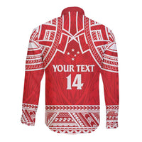 Samoa Rugby Custom Long Sleeve Button Shirt Toa Samoa Pacific Sporty Red - Polynesian Pride