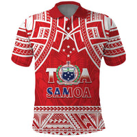 Samoa Rugby Custom Polo Shirt Toa Samoa Pacific Sporty Red - Polynesian Pride