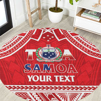 Samoa Rugby Custom Round Carpet Toa Samoa Pacific Sporty Red - Polynesian Pride