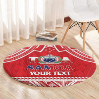Samoa Rugby Custom Round Carpet Toa Samoa Pacific Sporty Red - Polynesian Pride