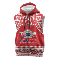 Samoa Rugby Custom Sleeveless Zip Hoodie Toa Samoa Pacific Sporty Red - Polynesian Pride