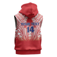 Toa Samoa Rugby Custom Sleeveless Hoodie Samoa mo Samoa Polynesian Pacific Red - Polynesian Pride