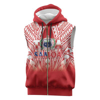 Toa Samoa Rugby Custom Sleeveless Zip Hoodie Samoa mo Samoa Polynesian Pacific Red - Polynesian Pride