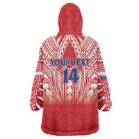 Toa Samoa Rugby Custom Wearable Blanket Hoodie Samoa mo Samoa Polynesian Pacific Red - Polynesian Pride