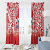 Toa Samoa Rugby Custom Window Curtain Samoa mo Samoa Polynesian Pacific Red - Polynesian Pride