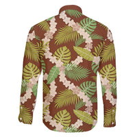 Brown Hawaii Plumeria Lei With Tropical Leaves Family Matching Summer Maxi Dress and Hawaiian Shirt LT14 - Polynesian Pride