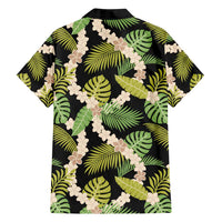 Black Hawaii Plumeria Lei With Tropical Leaves Family Matching Puletasi and Hawaiian Shirt