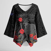 Personalised New Zealand ANZAC Day Kimono Sleeve Blouse Lest We Forget Soldier Memorial