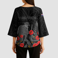 Personalised New Zealand ANZAC Day Kimono Sleeve Blouse Lest We Forget Soldier Memorial