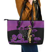 ANZAC Soldier and War Animals Leather Tote Bag We Will Remember Them