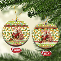 Hawaiian Santa Aloha Pineapple Christmas Ceramic Ornament Mele Kalikimaka - Polynesian Pride