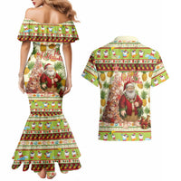 Hawaiian Santa Aloha Pineapple Christmas Couples Matching Mermaid Dress and Hawaiian Shirt Mele Kalikimaka LT15 - Polynesian Pride