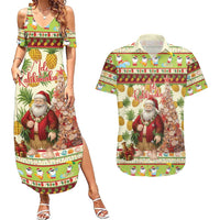 Hawaiian Santa Aloha Pineapple Christmas Couples Matching Summer Maxi Dress and Hawaiian Shirt Mele Kalikimaka - Polynesian Pride
