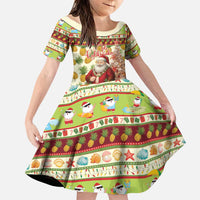 Hawaiian Santa Aloha Pineapple Christmas Family Matching Mermaid Dress and Hawaiian Shirt Mele Kalikimaka LT15 Daughter's Dress Cream - Polynesian Pride