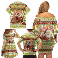 Hawaiian Santa Aloha Pineapple Christmas Family Matching Off Shoulder Short Dress and Hawaiian Shirt Mele Kalikimaka LT15 - Polynesian Pride