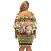 Hawaiian Santa Aloha Pineapple Christmas Family Matching Off Shoulder Short Dress and Hawaiian Shirt Mele Kalikimaka LT15 - Polynesian Pride