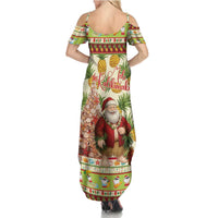 Hawaiian Santa Aloha Pineapple Christmas Family Matching Summer Maxi Dress and Hawaiian Shirt Mele Kalikimaka LT15 - Polynesian Pride