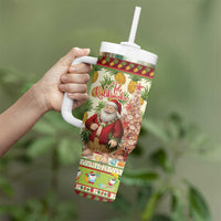 Hawaiian Santa Aloha Pineapple Christmas Tumbler With Handle Mele Kalikimaka LT15 - Polynesian Pride