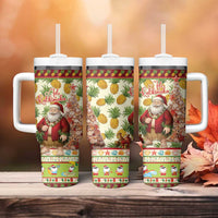 Hawaiian Santa Aloha Pineapple Christmas Tumbler With Handle Mele Kalikimaka LT15 - Polynesian Pride