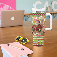 Hawaiian Santa Aloha Pineapple Christmas Tumbler With Handle Mele Kalikimaka LT15 - Polynesian Pride