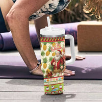 Hawaiian Santa Aloha Pineapple Christmas Tumbler With Handle Mele Kalikimaka LT15 - Polynesian Pride