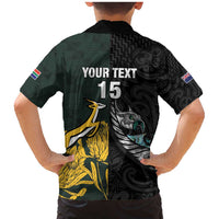 New Zealand and South Africa Rugby Custom Family Matching Mermaid Dress and Hawaiian Shirt Silver Fern With Springboks LT15 - Polynesian Pride