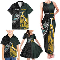New Zealand and South Africa Rugby Custom Family Matching Tank Maxi Dress and Hawaiian Shirt Silver Fern With Springboks LT15 - Polynesian Pride