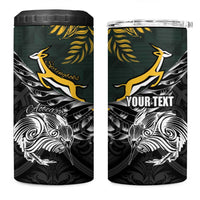 New Zealand and South Africa Rugby Personalised 4 in 1 Can Cooler Tumbler Maori Kiwi With Springboks LT15 One Size: 16 oz Black - Polynesian Pride