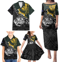New Zealand and South Africa Rugby Personalised Family Matching Puletasi and Hawaiian Shirt Maori Kiwi With Springboks LT15 - Polynesian Pride
