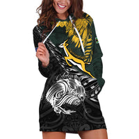 New Zealand and South Africa Rugby Personalised Hoodie Dress Maori Kiwi With Springboks LT15 Black - Polynesian Pride