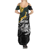 New Zealand and South Africa Rugby Personalised Summer Maxi Dress Maori Kiwi With Springboks