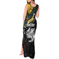 New Zealand and South Africa Rugby Personalised Tank Maxi Dress Maori Kiwi With Springboks LT15 - Polynesian Pride