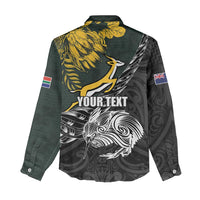 New Zealand and South Africa Rugby Personalised Women Casual Shirt Maori Kiwi With Springboks LT15 - Polynesian Pride