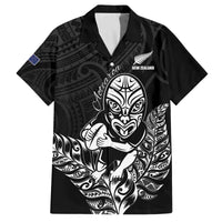 New Zealand Silver Fern Rugby Custom Family Matching Off The Shoulder Long Sleeve Dress and Hawaiian Shirt Maori Tiki Black Version LT15 Dad's Shirt - Short Sleeve Black - Polynesian Pride
