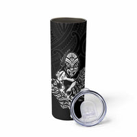New Zealand Silver Fern Rugby Custom Skinny Tumbler Maori Tiki Black Version LT15 - Polynesian Pride