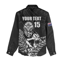 New Zealand Silver Fern Rugby Custom Women Casual Shirt Maori Tiki Black Version