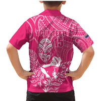 New Zealand Silver Fern Rugby Custom Family Matching Mermaid Dress and Hawaiian Shirt Maori Tiki Pink Version LT15 - Polynesian Pride