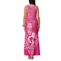 New Zealand Silver Fern Rugby Custom Family Matching Tank Maxi Dress and Hawaiian Shirt Maori Tiki Pink Version LT15 - Polynesian Pride