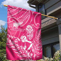 New Zealand Silver Fern Rugby Custom Garden Flag Maori Tiki Pink Version LT15 - Polynesian Pride