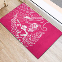 New Zealand Silver Fern Rugby Custom Rubber Doormat Maori Tiki Pink Version