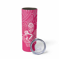 New Zealand Silver Fern Rugby Custom Skinny Tumbler Maori Tiki Pink Version LT15 - Polynesian Pride