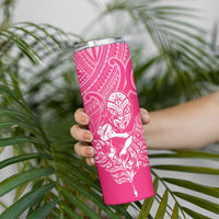 New Zealand Silver Fern Rugby Custom Skinny Tumbler Maori Tiki Pink Version LT15 - Polynesian Pride