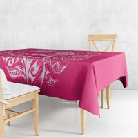 New Zealand Silver Fern Rugby Custom Tablecloth Maori Tiki Pink Version