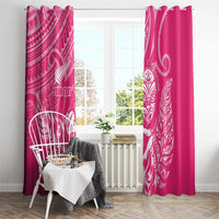 New Zealand Silver Fern Rugby Custom Window Curtain Maori Tiki Pink Version