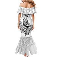 New Zealand Silver Fern Rugby Custom Family Matching Mermaid Dress and Hawaiian Shirt Maori Tiki White Version LT15 - Polynesian Pride