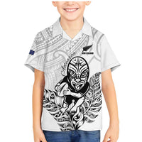 New Zealand Silver Fern Rugby Custom Family Matching Mermaid Dress and Hawaiian Shirt Maori Tiki White Version LT15 Son's Shirt White - Polynesian Pride